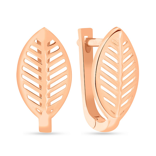 Золотые серьги "Листик" без камней  (арт. 108976) – изображение 1