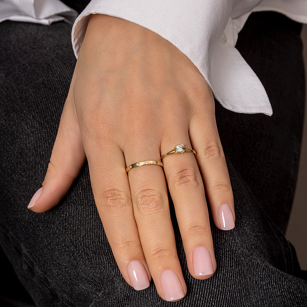 Золотое помолвочное кольцо с фианитом (арт. 140658ж) – изображение 3