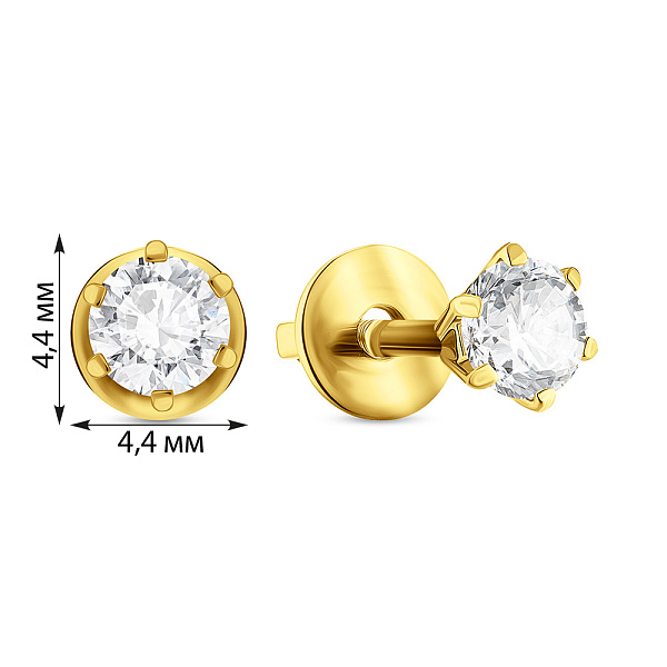 Золотые серьги пусеты с фианитами (арт. 110267ж) – изображение 2