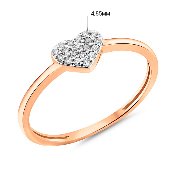 Золотое кольцо с бриллиантами Сердце (арт. К011479005) – изображение 2
