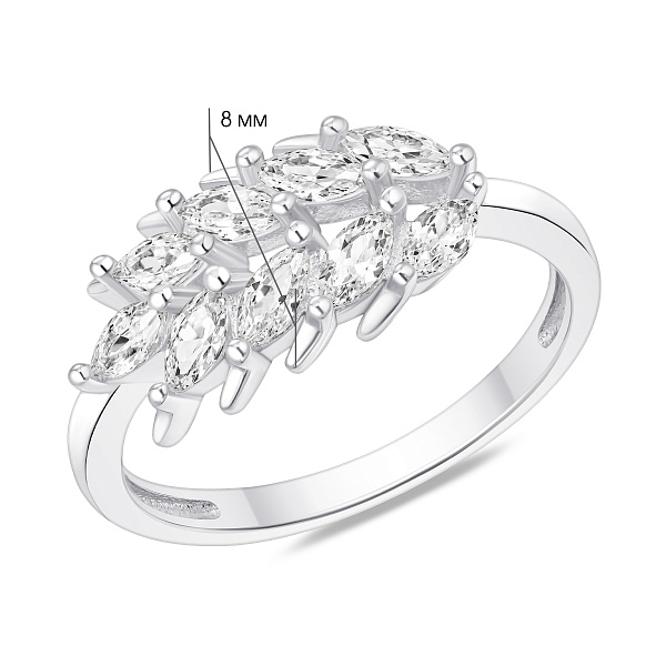Серебряное кольцо листик с фианитами (арт. 7501/8855) – изображение 2