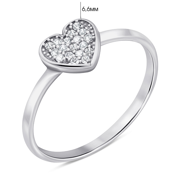 Серебряное кольцо Сердце с фианитами (арт. 7501/6766) – изображение 2