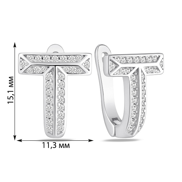 Серебряные серьги с дорожкой из фианитов (арт. 7502/10386) – изображение 2