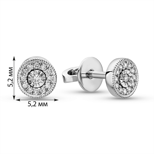 Серьги-пусеты из белого золота с бриллиантами (арт. Т011664010б) – изображение 4