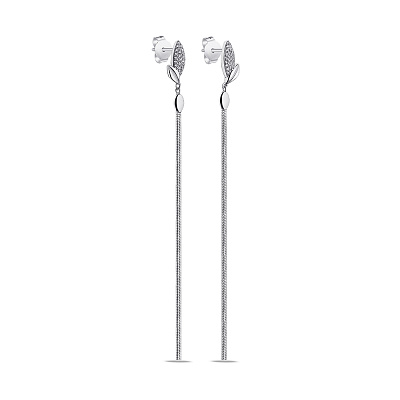 Довгі сережки зі срібла з фіанітами (арт. 7518/6814)