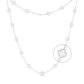 Фото Серебряное колье Клевер с перламутром (арт. 7507/1067/7п)