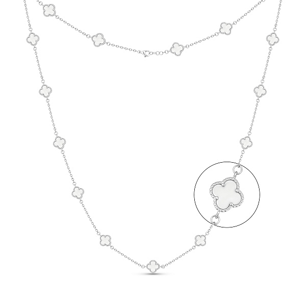 Серебряное колье Клевер с перламутром (арт. 7507/1067/7п) – изображение 1