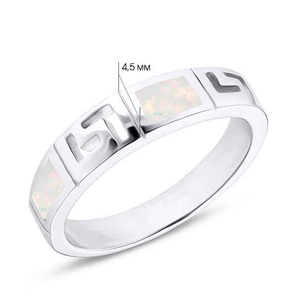 Серебряное кольцо с белым опалом (арт. 7501/4024Поб) – изображение 2