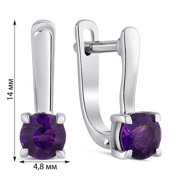 Серебряные сережки с аметистами (арт. 7502/2179061А) – изображение 2
