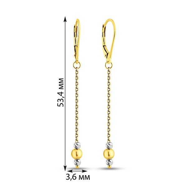 Серьги-подвески из желтого и белого золота (арт. 1091270жб) – изображение 2