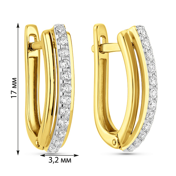 Золотые серьги с фианитами (арт. 111054ж) – изображение 3