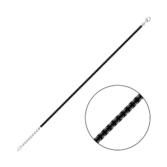 Фото Срібний тонкий браслет з чорними фіанітами (арт. 7509/1218/1чч)