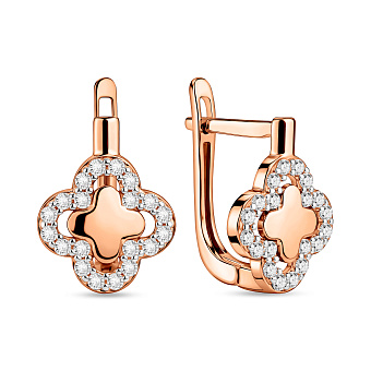 Фото Сережки з червоного золота з фіанітами (арт. 110592)