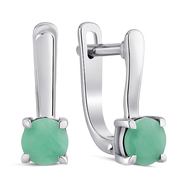 Серебряные сережки с изумрудами (арт. 7502/2179979Изм) – изображение 1