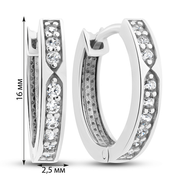 Сережки з білого золота з фіанітами (арт. 109869/15б) – зображення 2