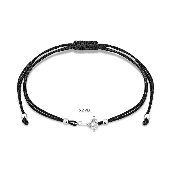 Браслет из шелковой нити и серебра с фианитами (арт. 7309/5035ч) – изображение 2