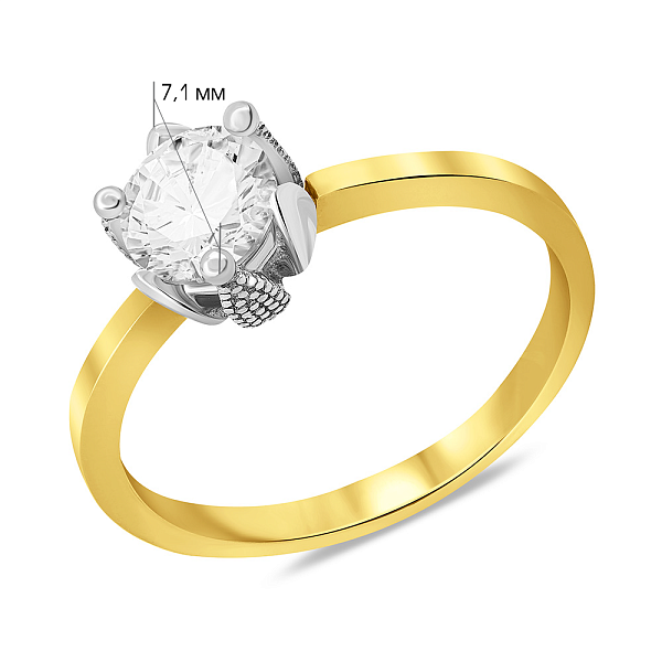 Золота каблучка з одним фіанітом (арт. 152951ж) – зображення 2