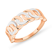 Фото Кольцо "Звенья" из красного и белого золота (арт. 155373/1кб)