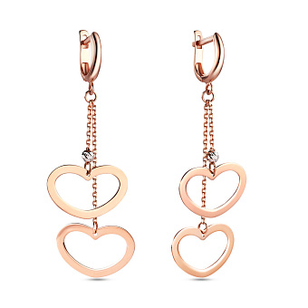Золоті сережки-підвіски «Сердечка» (арт. 105884)