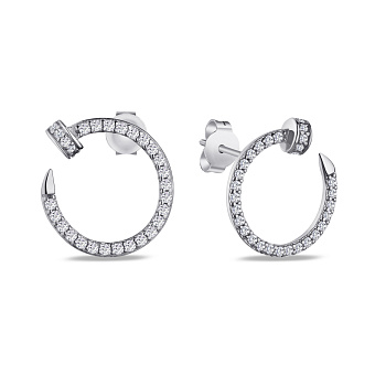 Фото Пусети зі срібла "Цвяхи" з фіанітами (арт. 7518/5953)