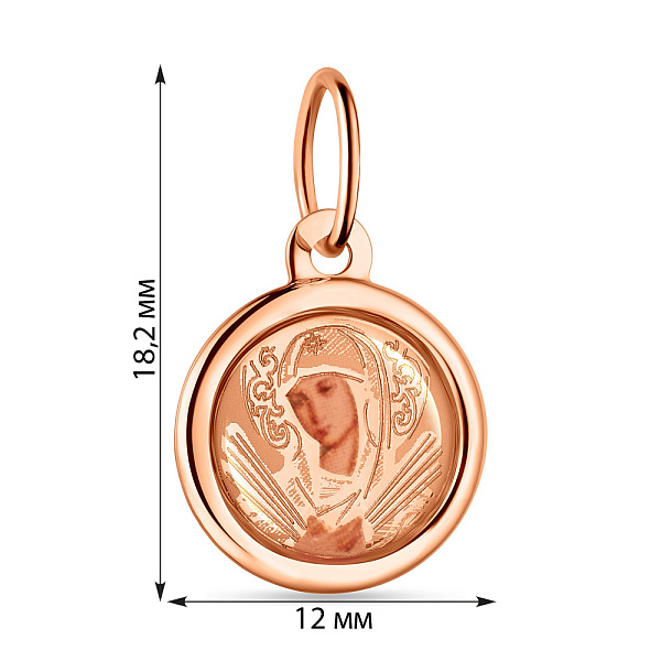 Круглая золотая ладанка Божья Матерь Семистрельная (арт. 405100С) – изображение 2