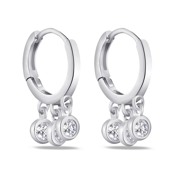 Серебряные сережки кольца с подвесками (арт. 7502/4286/10) – изображение 1