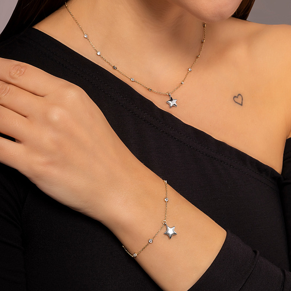 Золотое колье с подвеской (арт. 352654жб) – изображение 5