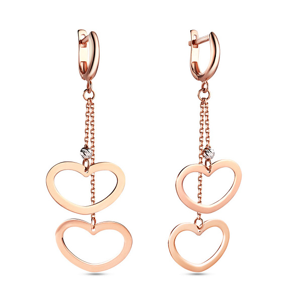 Золоті сережки-підвіски «Сердечка» (арт. 105884) – зображення 1