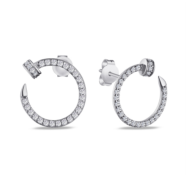 Пусети зі срібла "Цвяхи" з фіанітами (арт. 7518/5953) – зображення 1