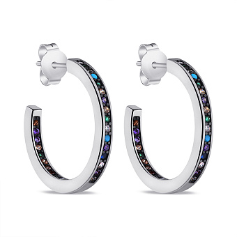 Серебряные серьги с альпинитами и фианитами (арт. 7518/6686/20ацв)