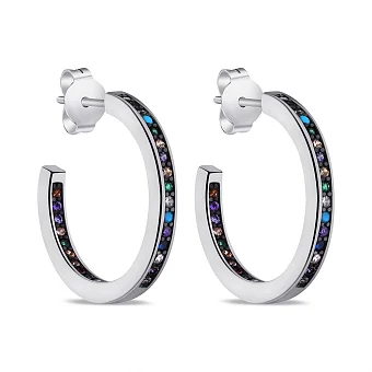 Серебряные серьги с альпинитами и фианитами (арт. 7518/6686/20ацв)