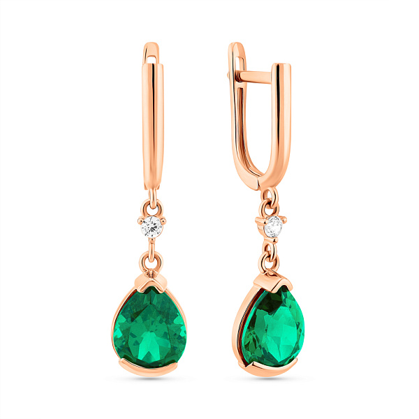 Сережки з червоного золота з кварцом (арт. 111245Пз) – зображення 1