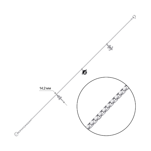 Браслет зі срібла на ногу з емаллю і фіанітами (арт. 7509/3932неч) – зображення 2