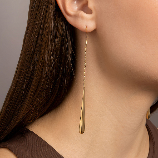 Серьги-протяжки из желтого золота (арт. 103455/10ж) – изображение 3