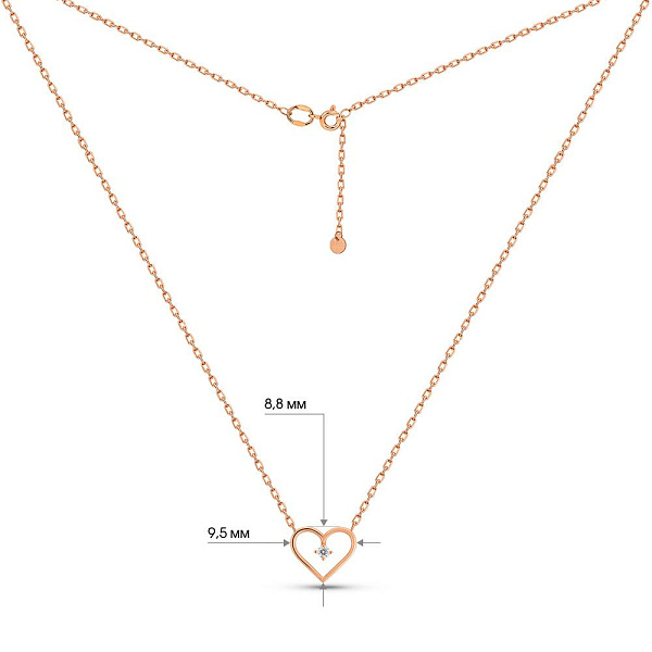 Золотое колье Сердечко с бриллиантом (арт. Ц011707) – изображение 5