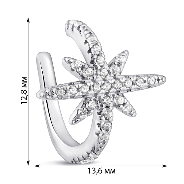Серебряная каффа-моносерьга Звезда (арт. 7502/10100я) – изображение 2