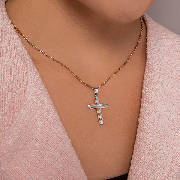 Подвес из белого и красного золота с бриллиантами (арт. П011798010бк) – изображение 3