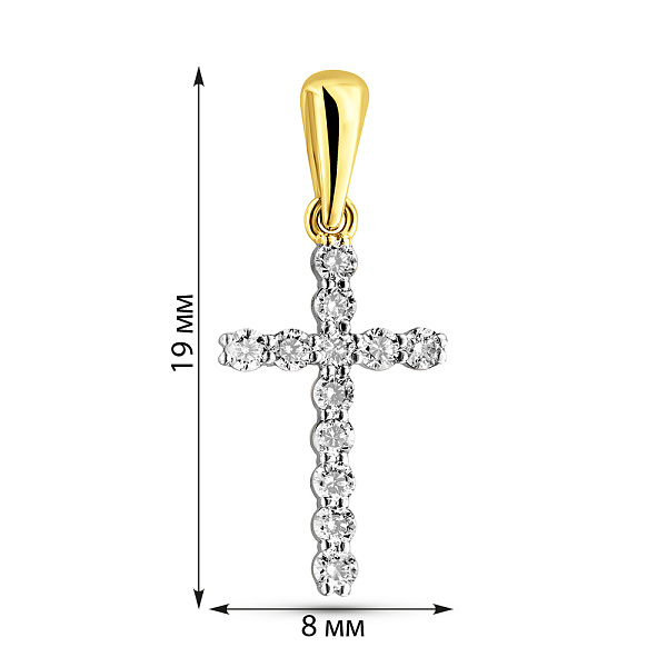Крестик из желтого золота с бриллиантами (арт. П011273015ж) – изображение 2