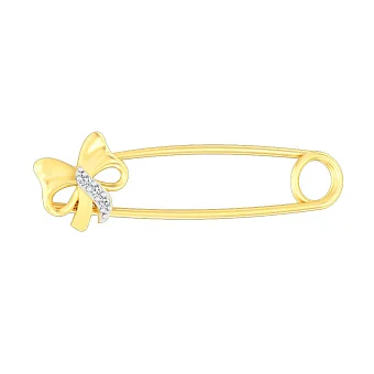 Золотая булавка «Бант» с фианитами (арт. 360083ж)