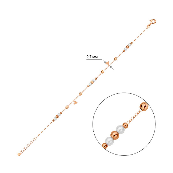 Золотой браслет с жемчугом (арт. 326192прлб) – изображение 2
