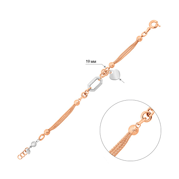 Браслет з червоного золота з підвіскою (арт. 3261329кбП1) – зображення 4