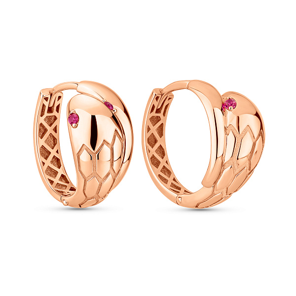 Серьги из красного золота Змея с фианитами (арт. 111450к) – изображение 1