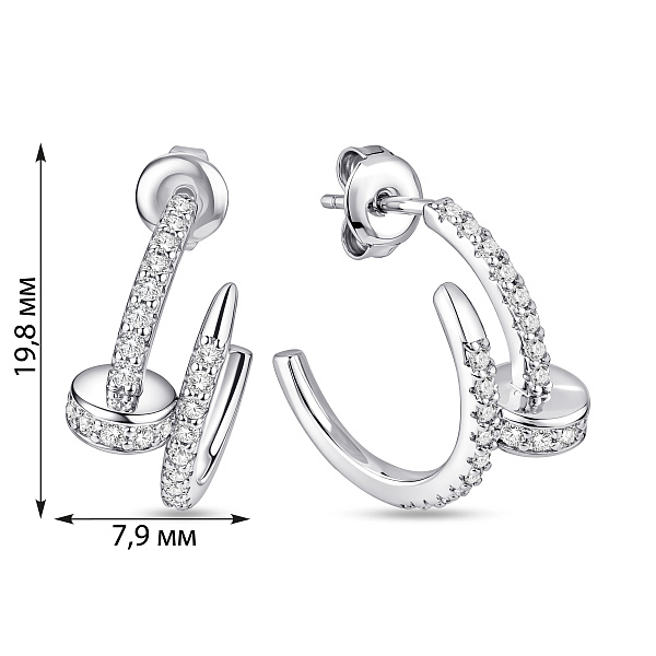 Срібні пусети Цвях з доріжкою з фіанітів (арт. 7518/7334) – зображення 5