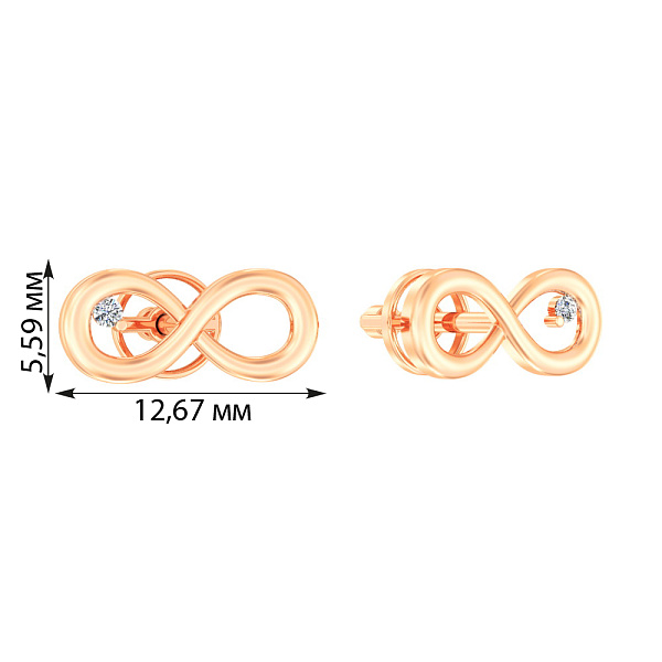 Золотые пусеты «Бесконечность» с фианитами (арт. 111129) – изображение 2