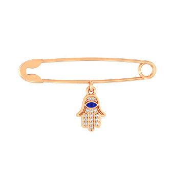 Золотая булавка с подвеской "Хамса" (арт. 360108с)