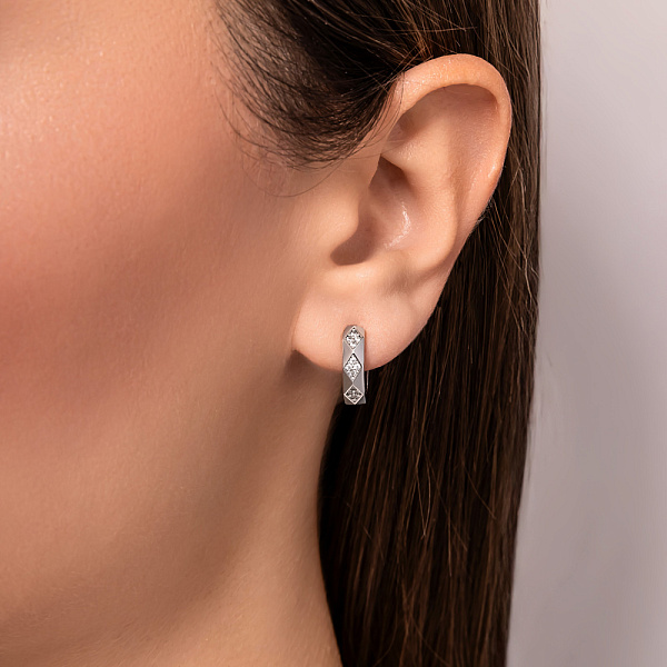 Сережки-кільця золоті з фіанітами (арт. 1091522/15б) – зображення 2