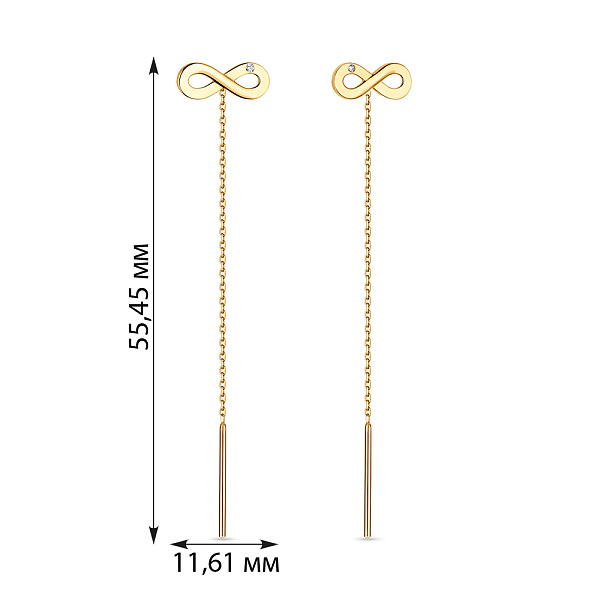 Золотые сережки-протяжки «Бесконечность» (арт. 110829ж) – изображение 2