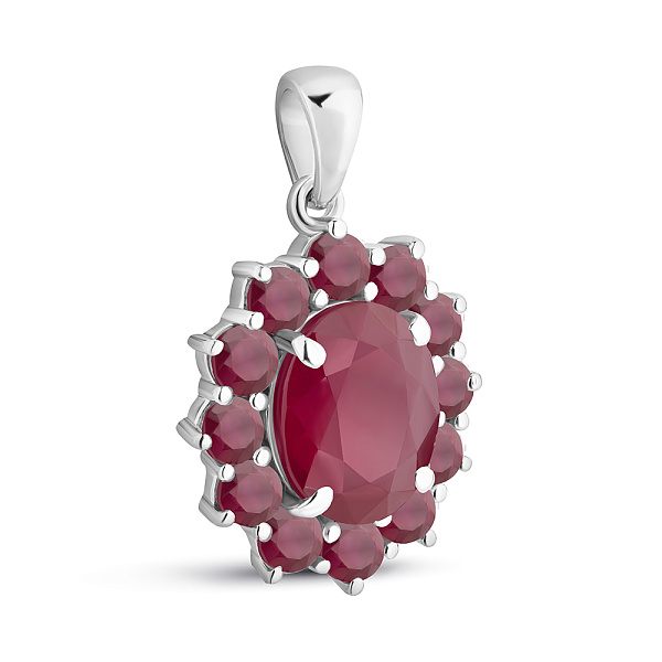 Срібний кулон Квітка з рубінами (арт. 7503/2150602Р) – зображення 1