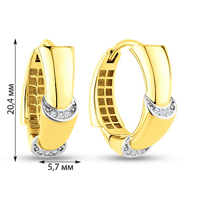 Серьги-кольцо из желтого золота с фианитами (арт. 1091303/20ж)