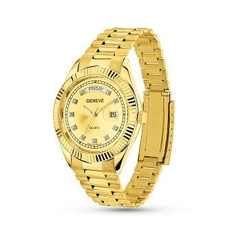 Золотий кварцовий годинник з фіанітами (арт. 260250жж)